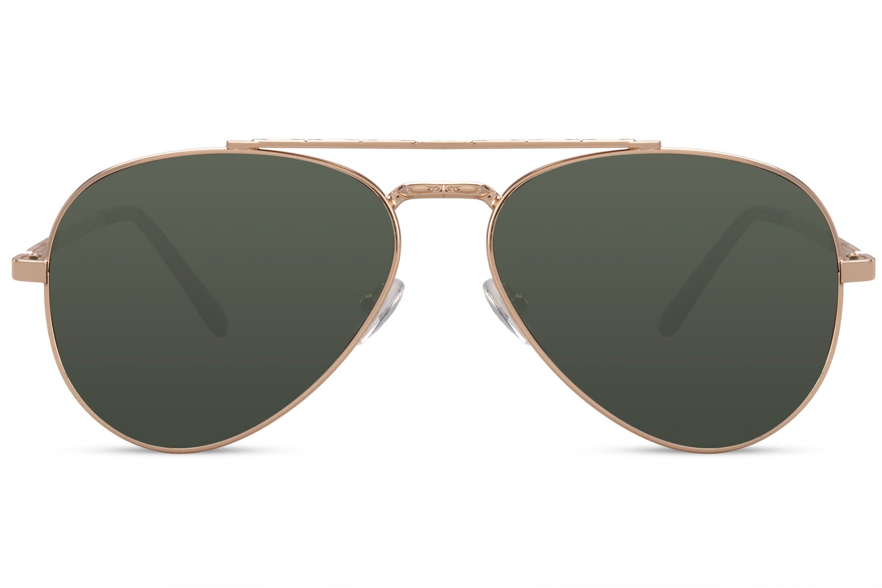 Green aviator sunglasses with metal frame by Sunglass Station, featuring a classic lightweight design suitable for everyday wear