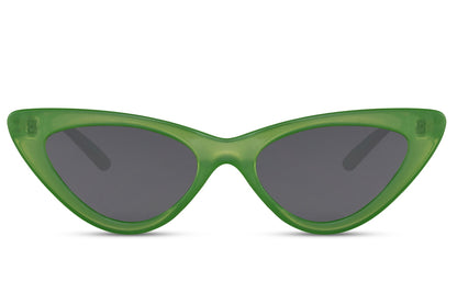 Green cat eye sunglasses with bold frame design and tinted lenses for standout style