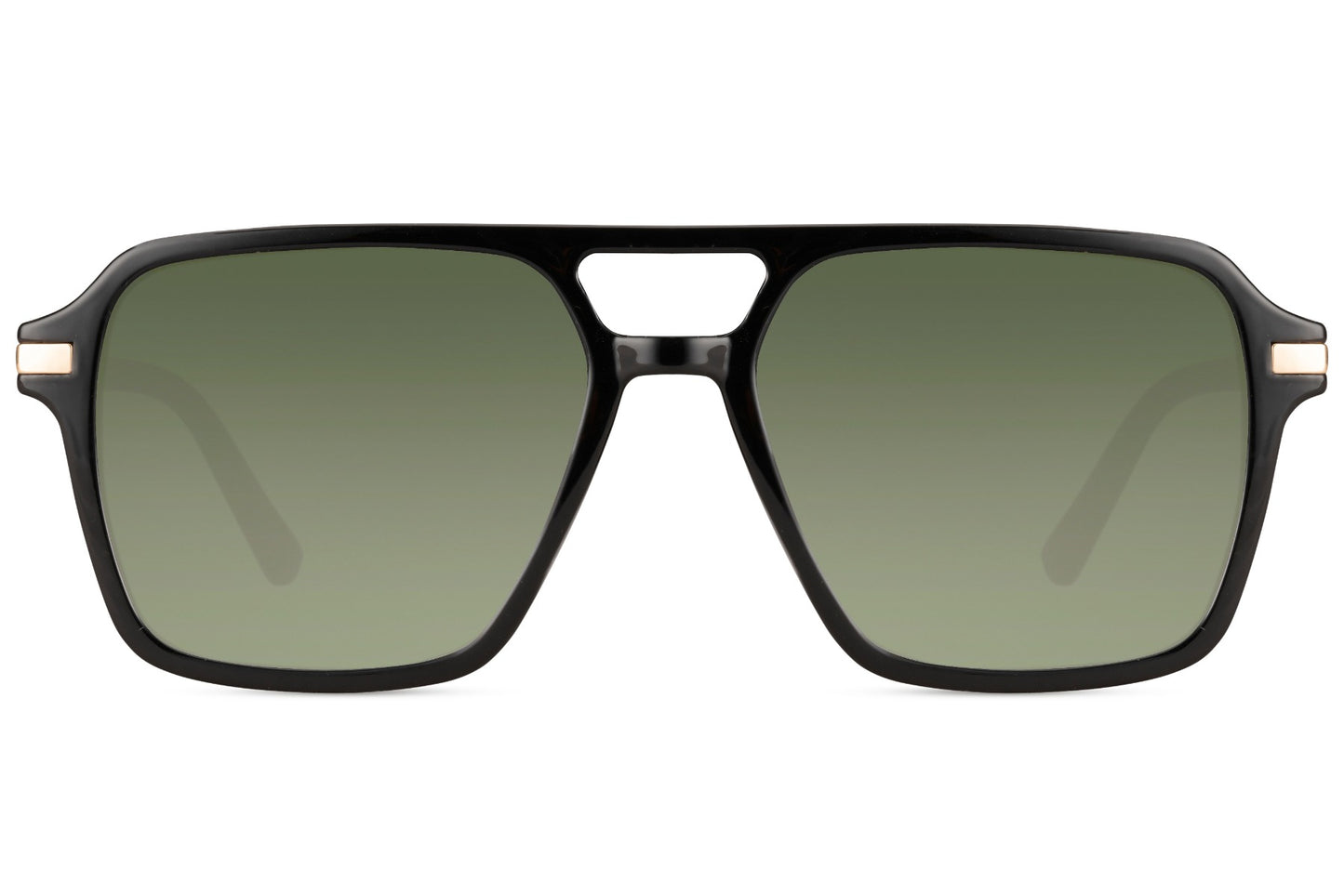 Green lens aviator sunglasses with a bold frame design, combining classic retro aesthetics with modern comfort