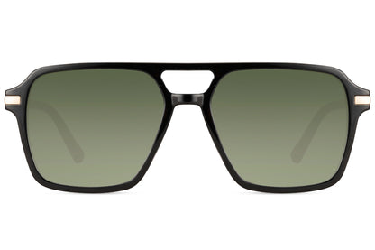 Green lens aviator sunglasses with a bold frame design, combining classic retro aesthetics with modern comfort