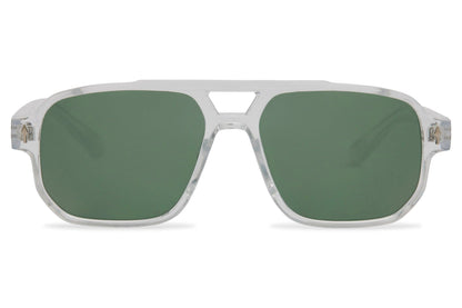 Green lens aviator sunglasses with retro-inspired frame, ideal for outdoor use and relaxed everyday outfits