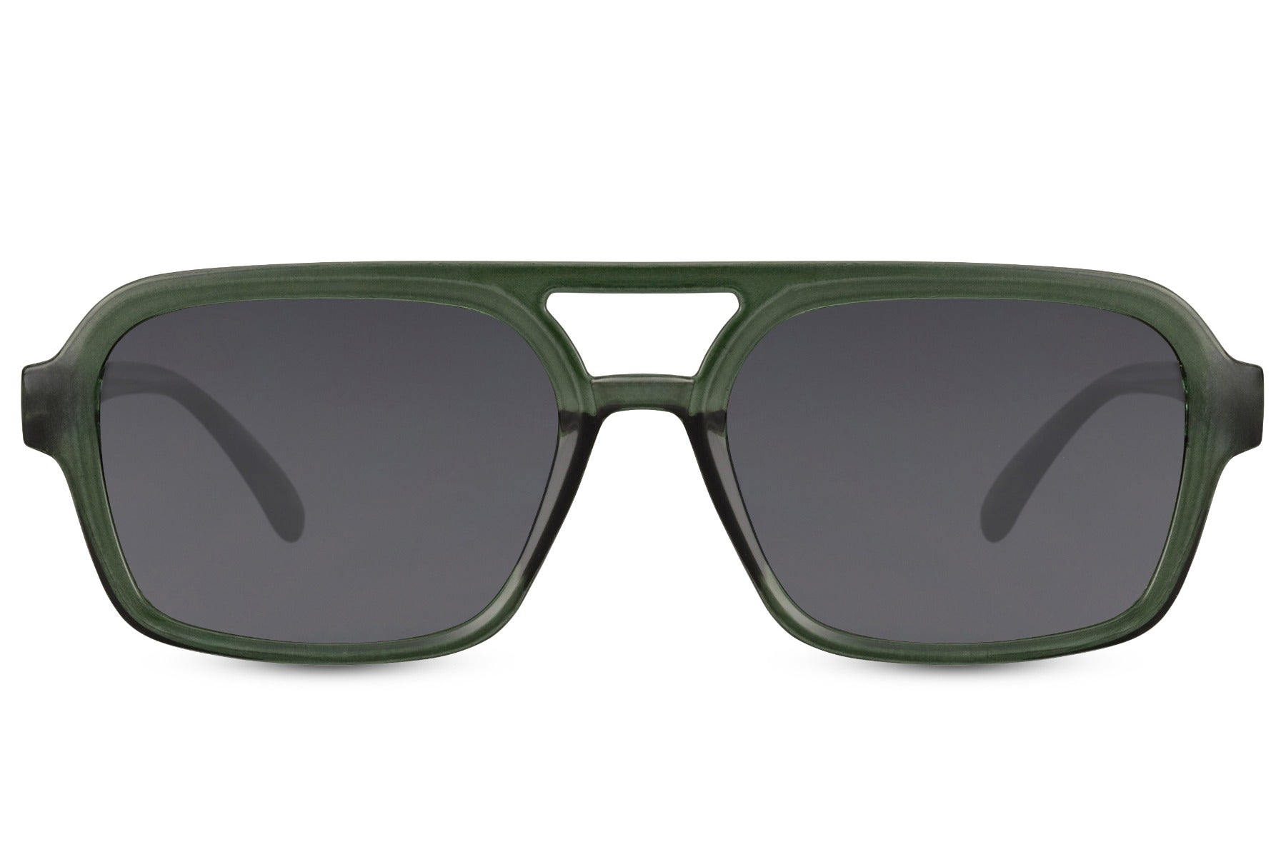 Green lens aviator sunglasses inspired by vintage design, offering a relaxed and stylish look