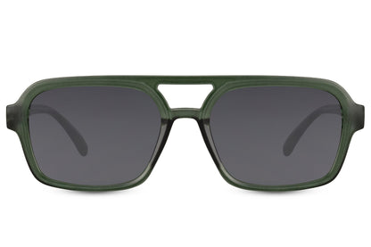Green lens aviator sunglasses inspired by vintage design, offering a relaxed and stylish look