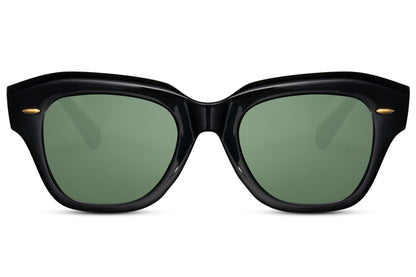 Vintage-inspired cat eye sunglasses with green tinted lenses and lightweight eco frame, ideal for stylish city wear and modern outfits