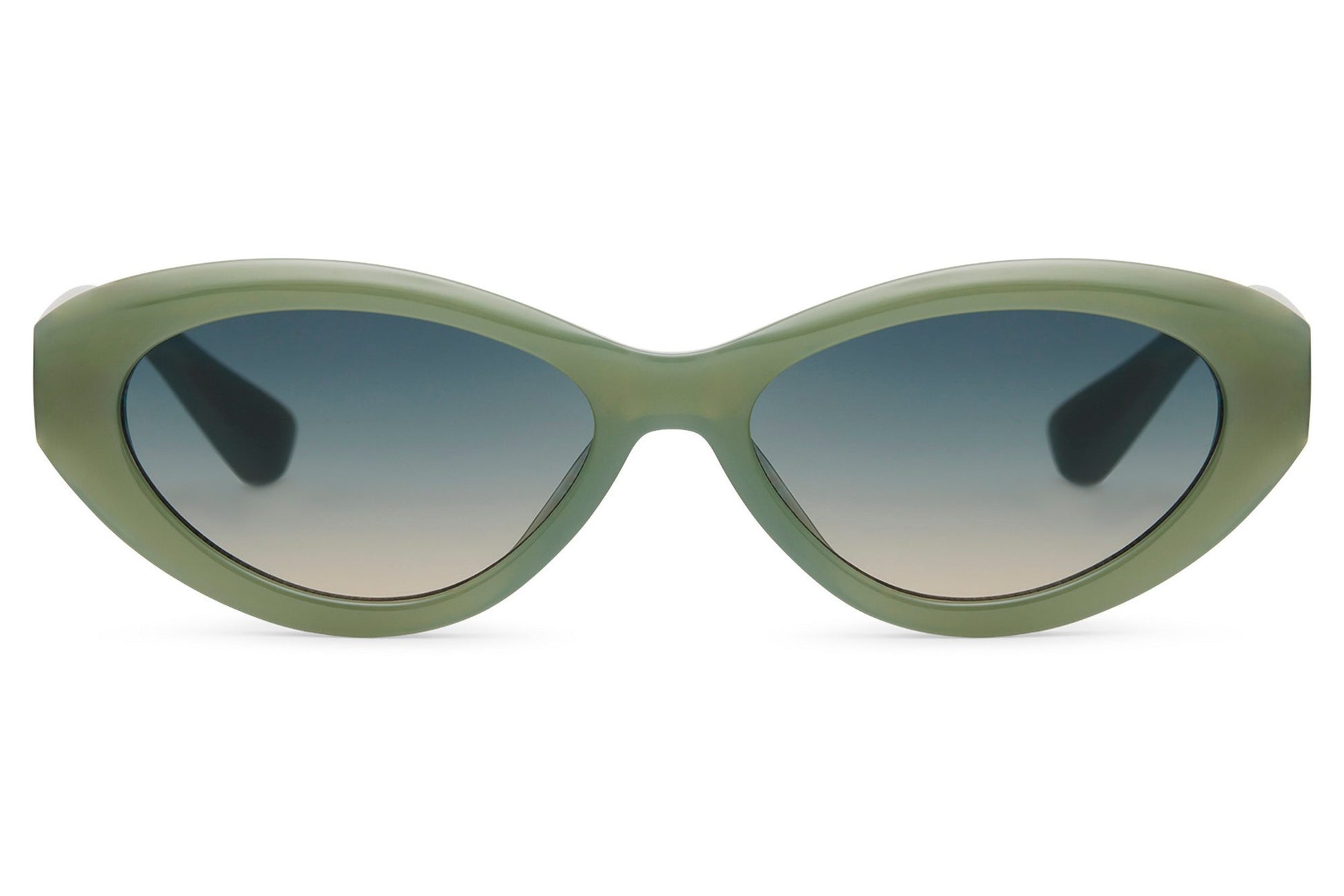 Vintage cat eye sunglasses with green lenses and slim frame, offering a fresh retro look with lightweight comfort for daily wear