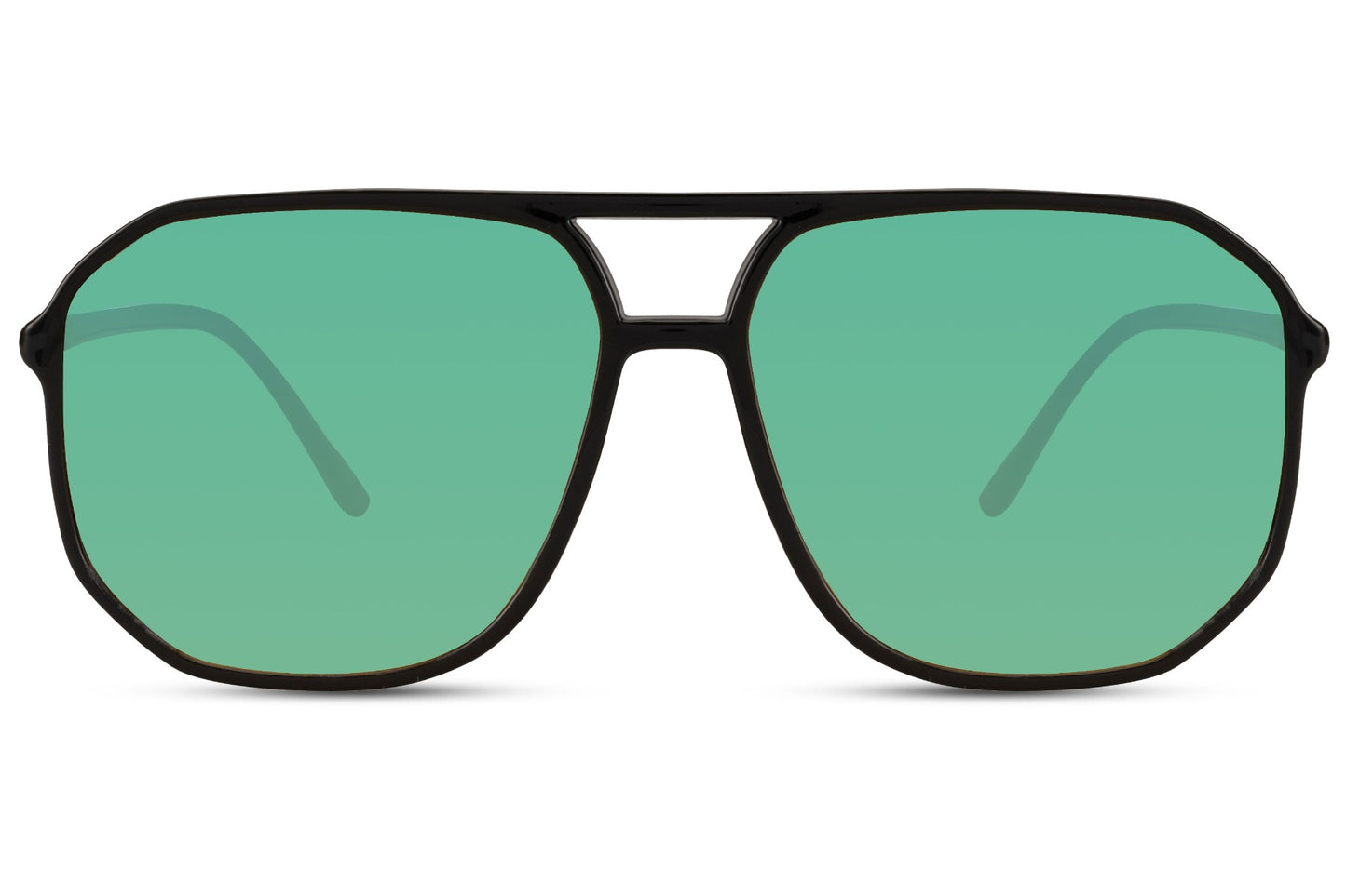 Green lens geometric aviator sunglasses with retro design, ideal for outdoor wear and everyday casual outfits