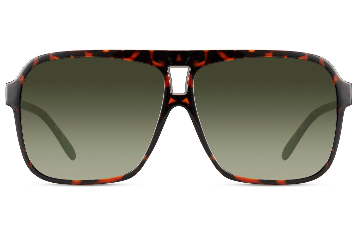 Oversized aviator sunglasses with green lenses, suitable for outdoor wear, travel, and relaxed everyday looks
