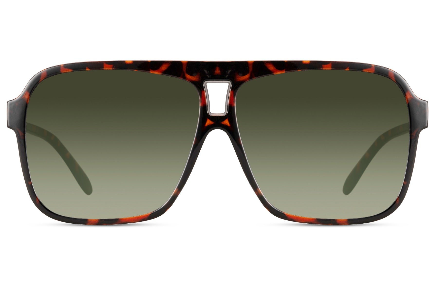Oversized aviator sunglasses with green lenses, suitable for outdoor wear, travel, and relaxed everyday looks