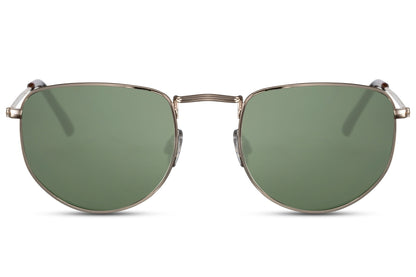 Green lens aviator pilot sunglasses with classic frame, suitable for outdoor use and everyday wear