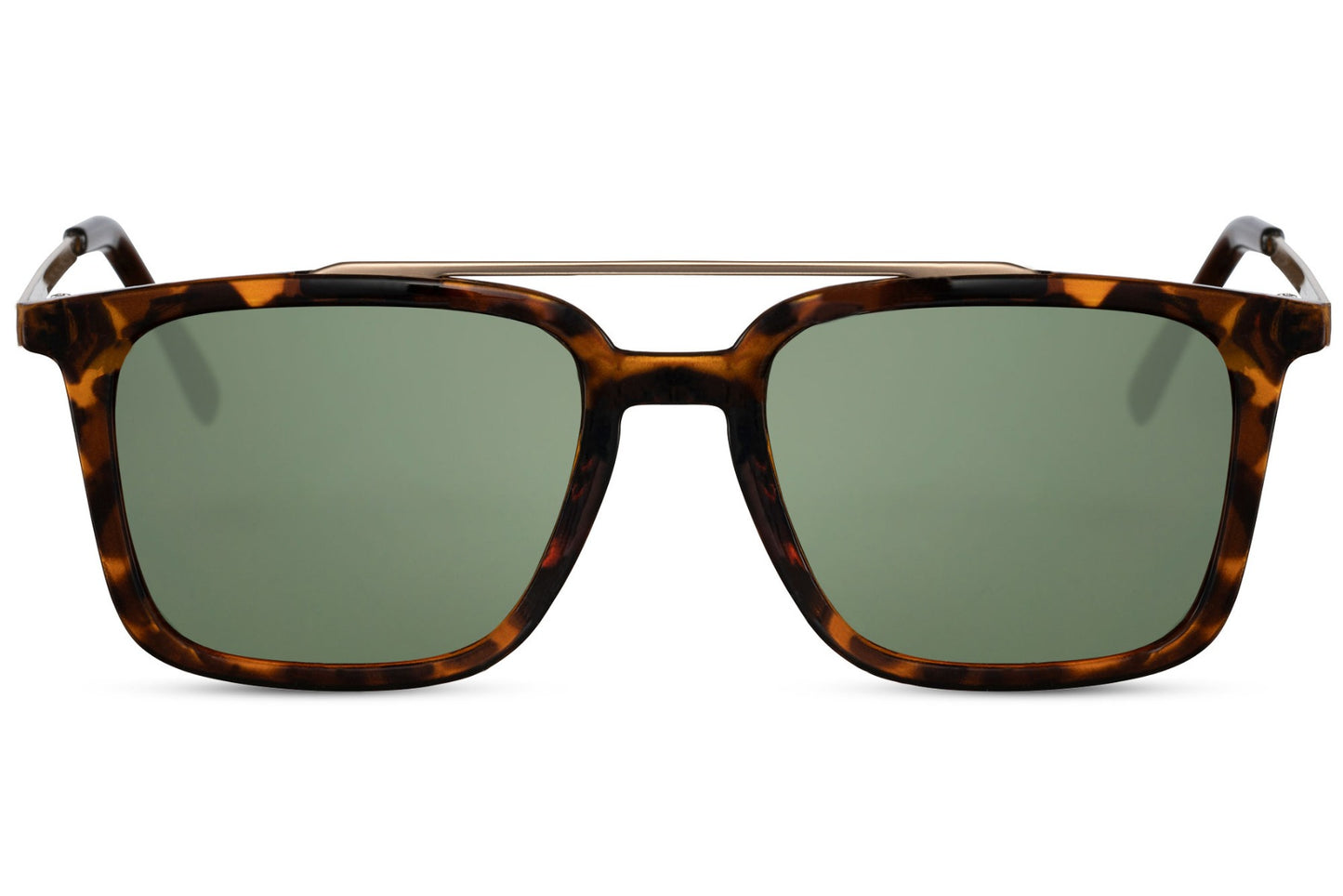 Green lens retro aviator sunglasses with a bold frame, combining classic styling with a modern edge