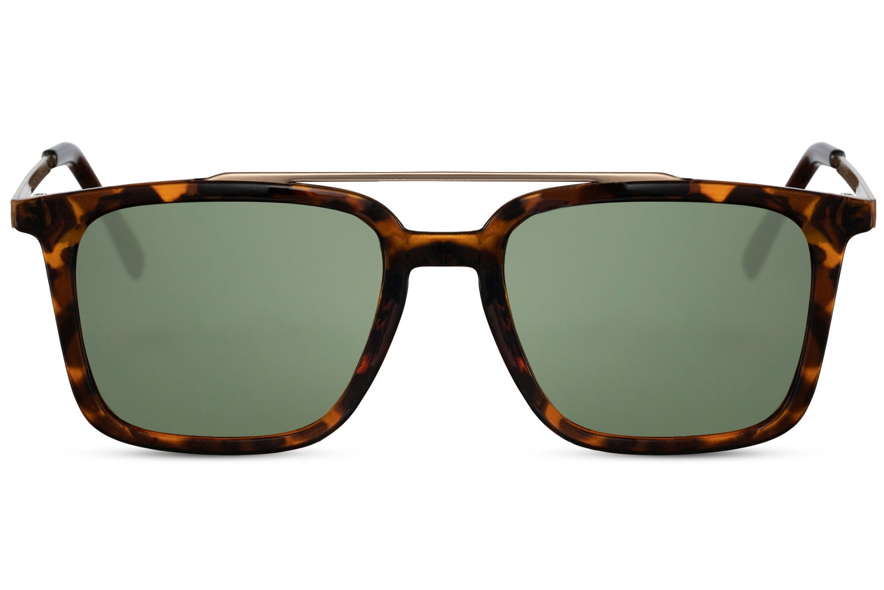 Green lens retro aviator sunglasses with a bold frame, combining classic styling with a modern edge