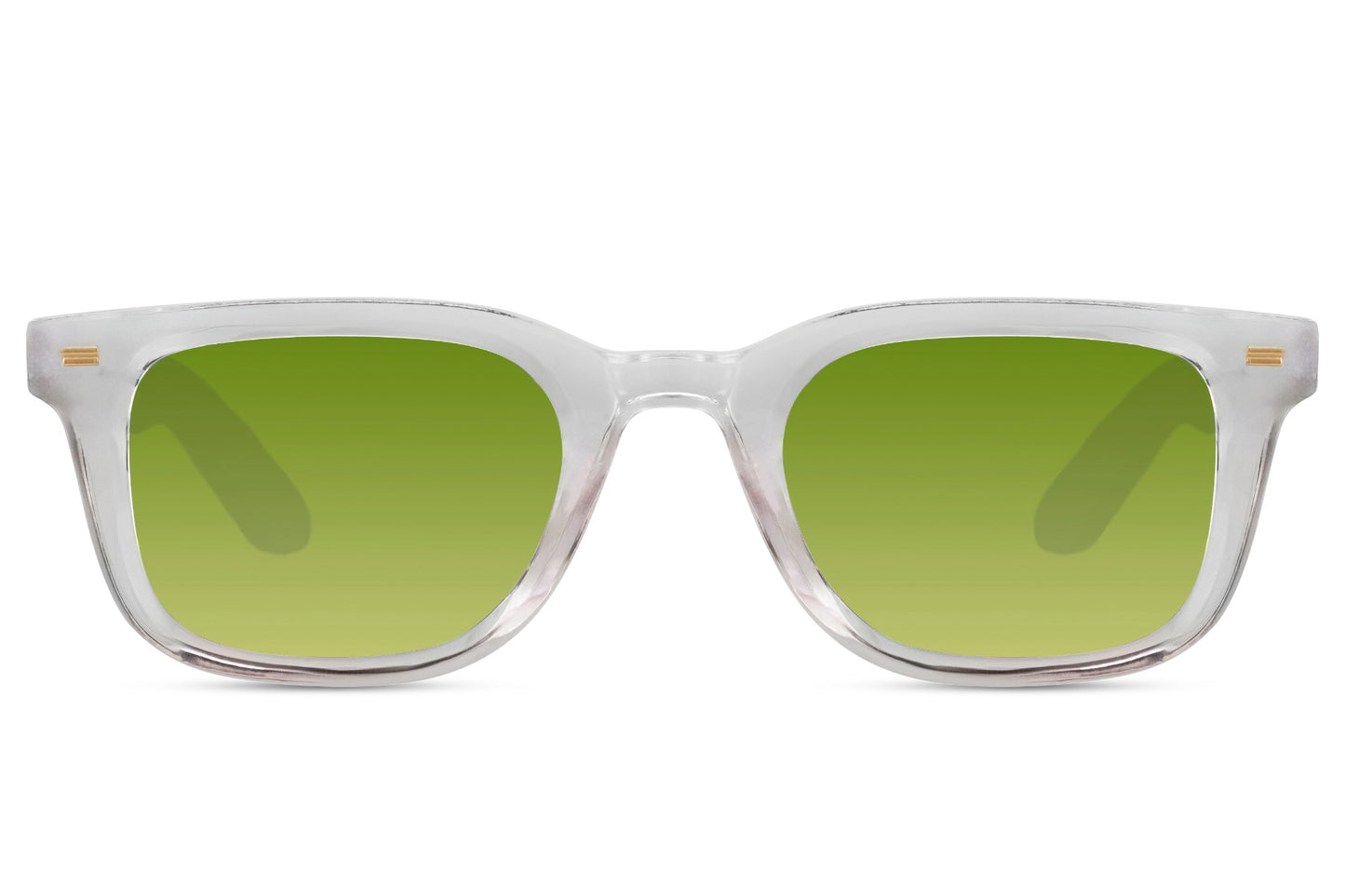 Transparent frame square sunglasses with green lenses for outdoor wear, vacation looks and casual fashion