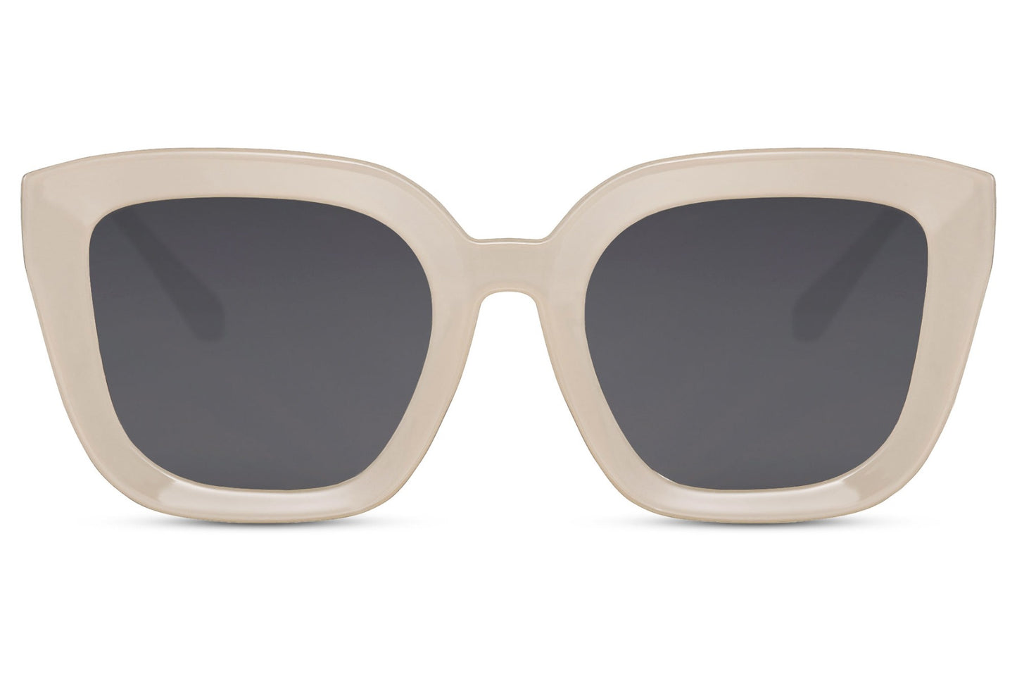 Grey geometric cat eye sunglasses with modern angular frame and lightweight design