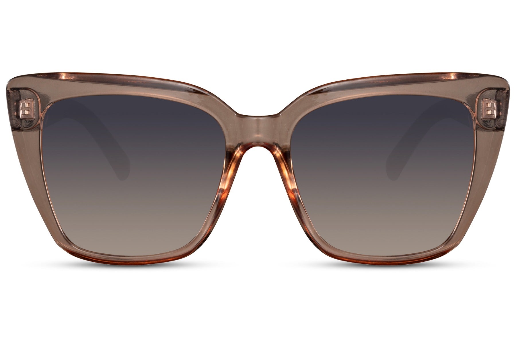 Modern classic cat eye sunglasses with grey lenses and structured frame, combining subtle tones with everyday versatility