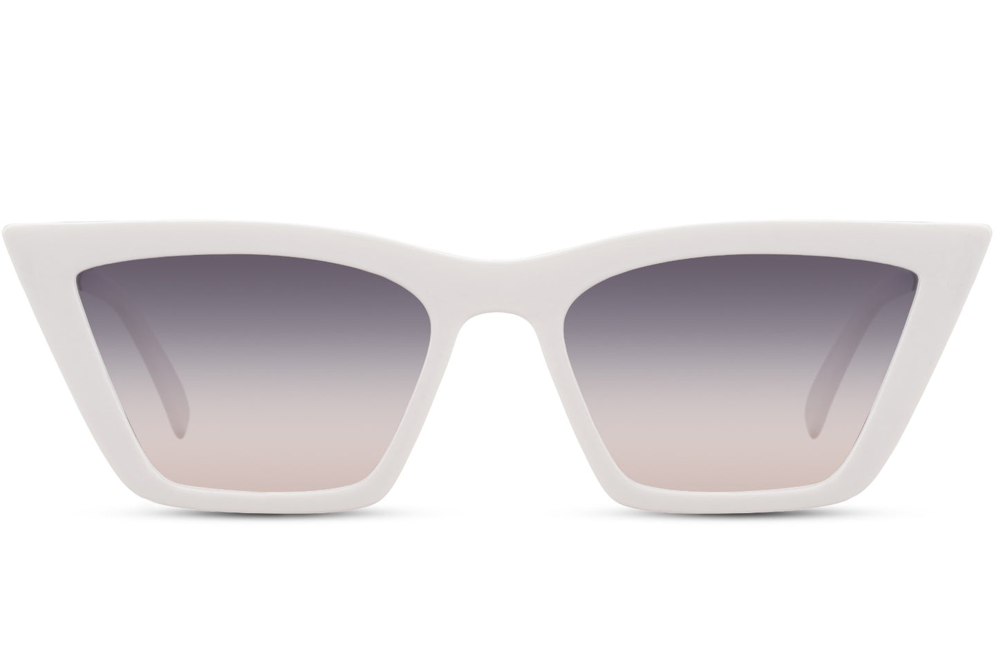 Grey gradient cat eye sunglasses with angular razor frame design and modern minimalist look