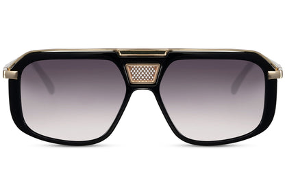 Grey gradient rectangular aviator sunglasses designed for everyday wear with a clean and stylish appearance
