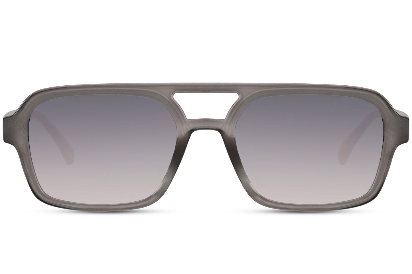 Retro aviator sunglasses with grey lenses, offering a clean and classic look for everyday wear