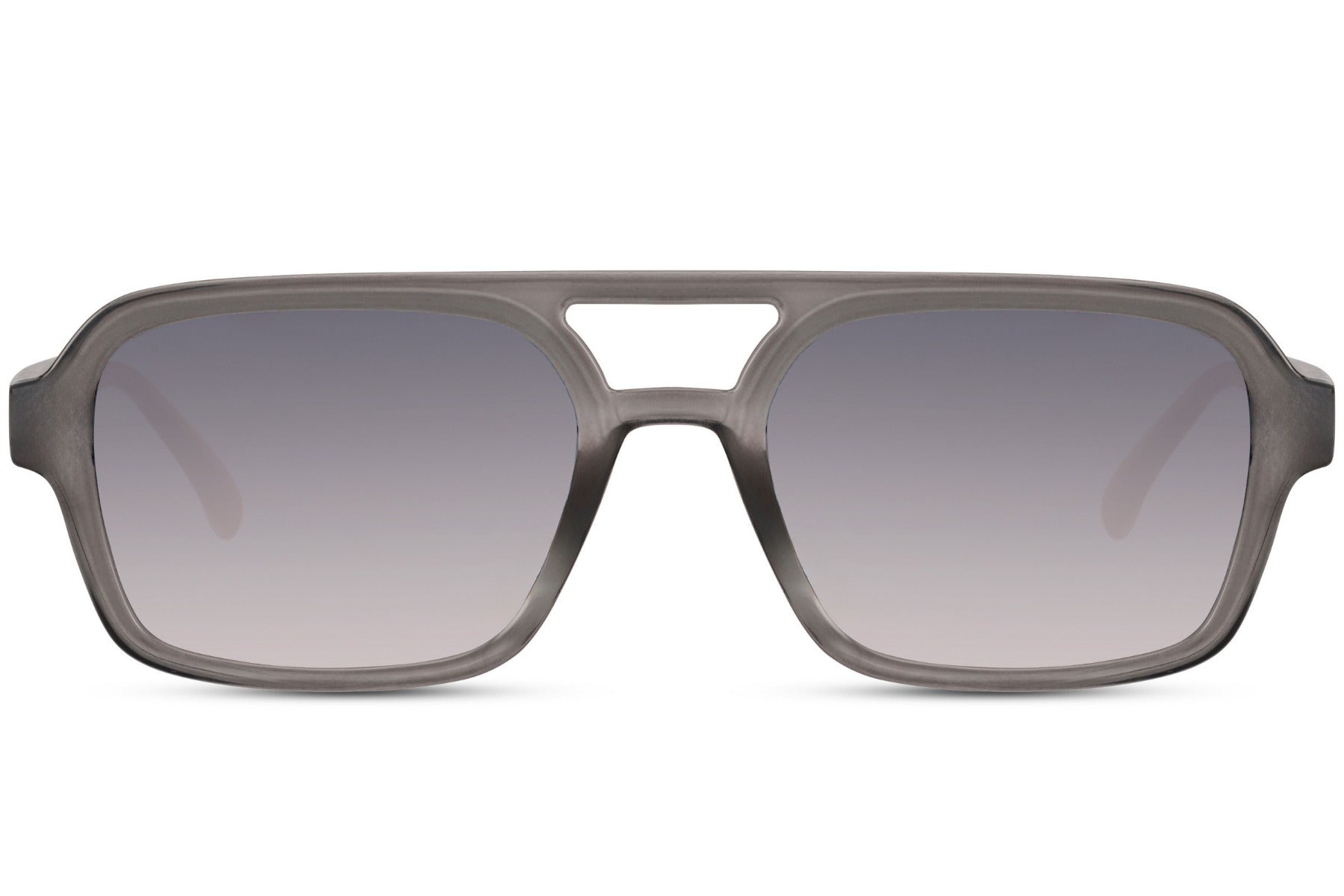 Retro aviator sunglasses with grey lenses, offering a clean and classic look for everyday wear