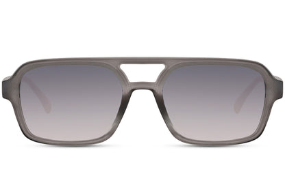 Retro aviator sunglasses with grey lenses, offering a clean and classic look for everyday wear