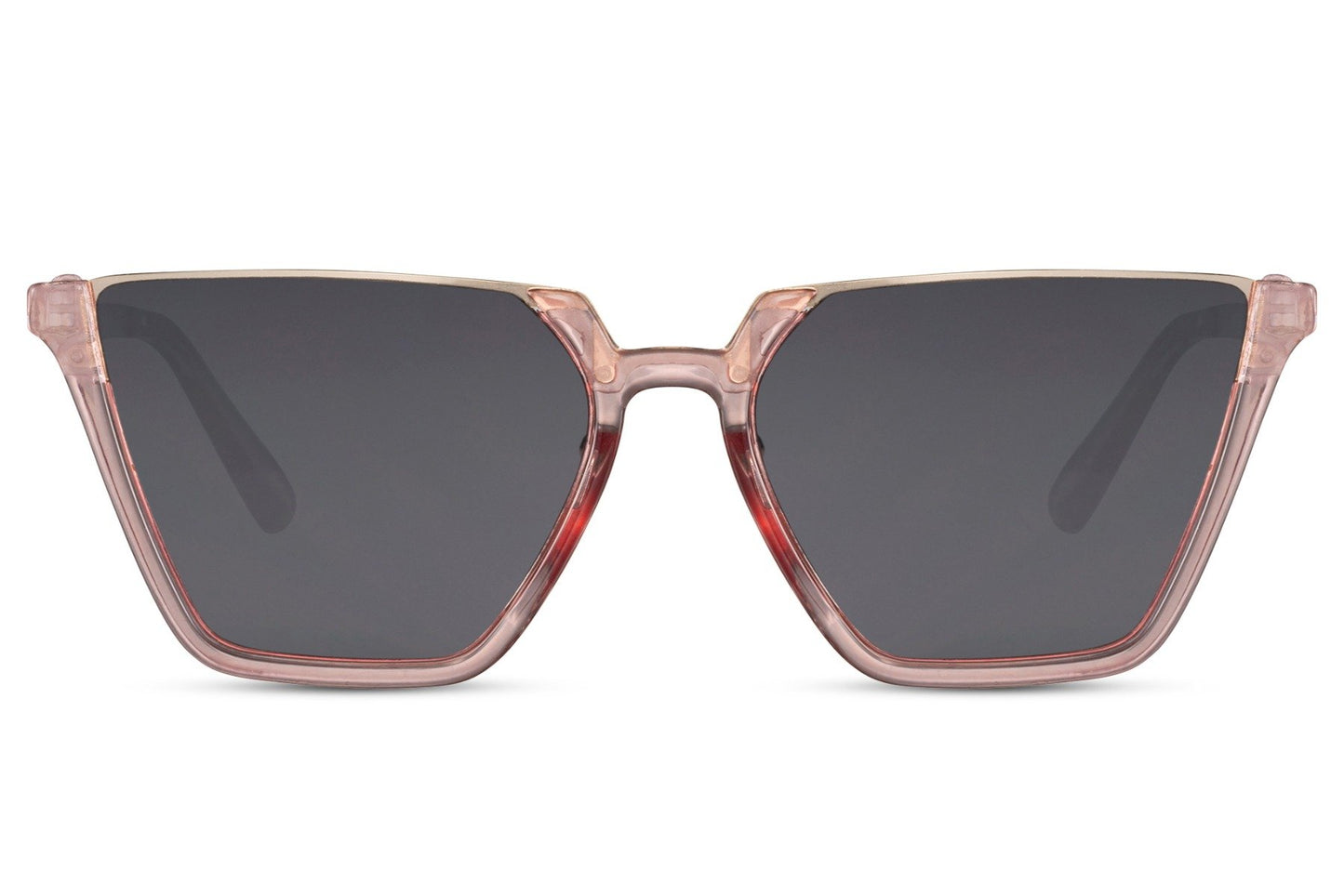 Oversized cat eye sunglasses with grey tinted lenses and sleek frame