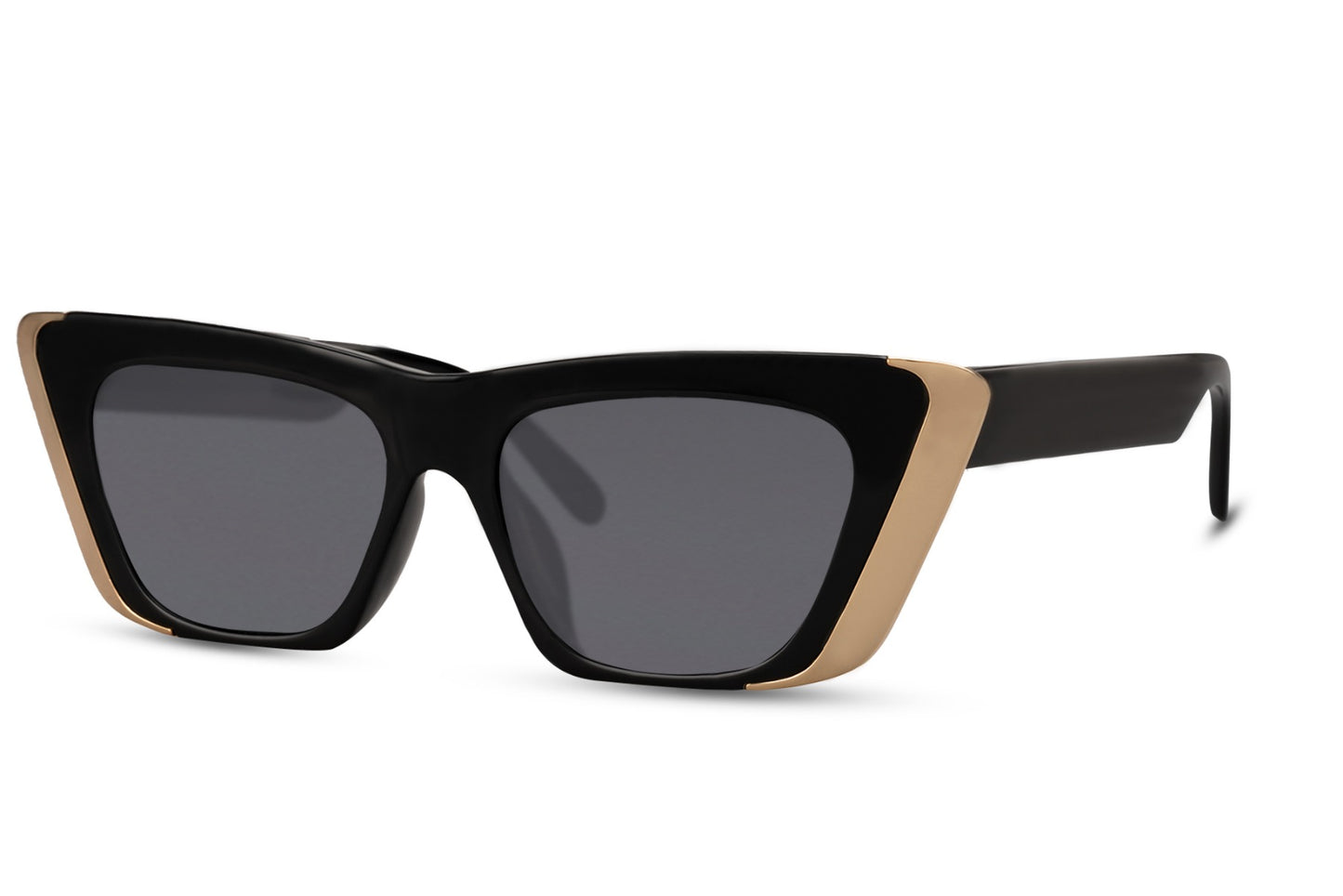 Modern Hepburn-style cat eye sunglasses with sleek black frame and dark lenses, ideal for chic outfits and polished fashion looks