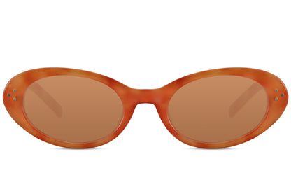Kids cat eye sunglasses with orange frame and tinted lenses offering UV protection and lightweight comfort