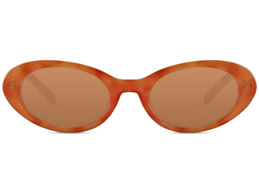 Kids cat eye sunglasses with orange frame and tinted lenses offering UV protection and lightweight comfort