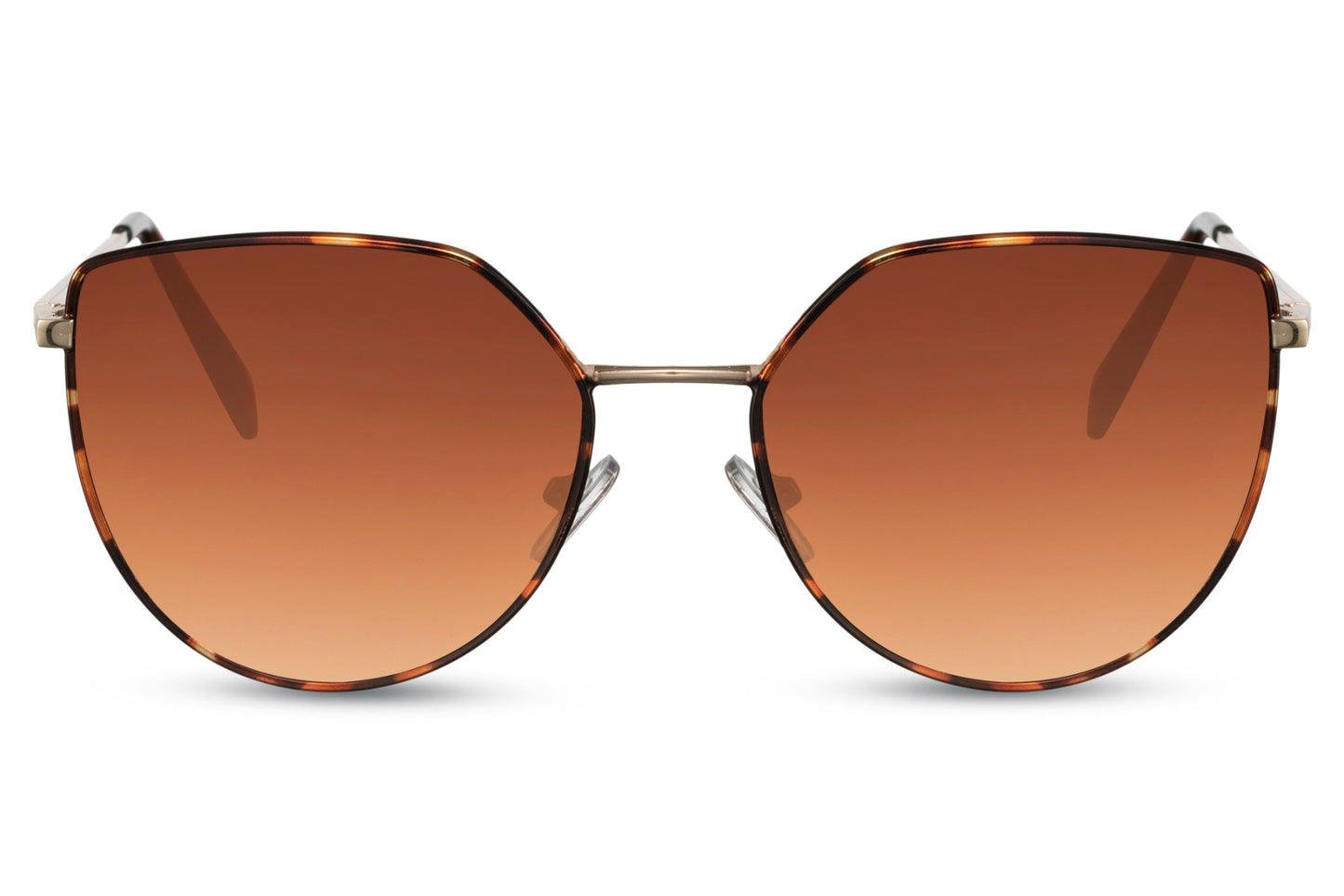 Leopard print cat eye sunglasses with brown gradient lenses and lightweight frame offering UV protection