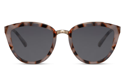 Leopard print cat eye sunglasses with tinted lenses and lightweight frame offering UV protection