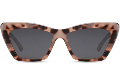 Cat eye sunglasses with soft stroke frame in brown leopard print design