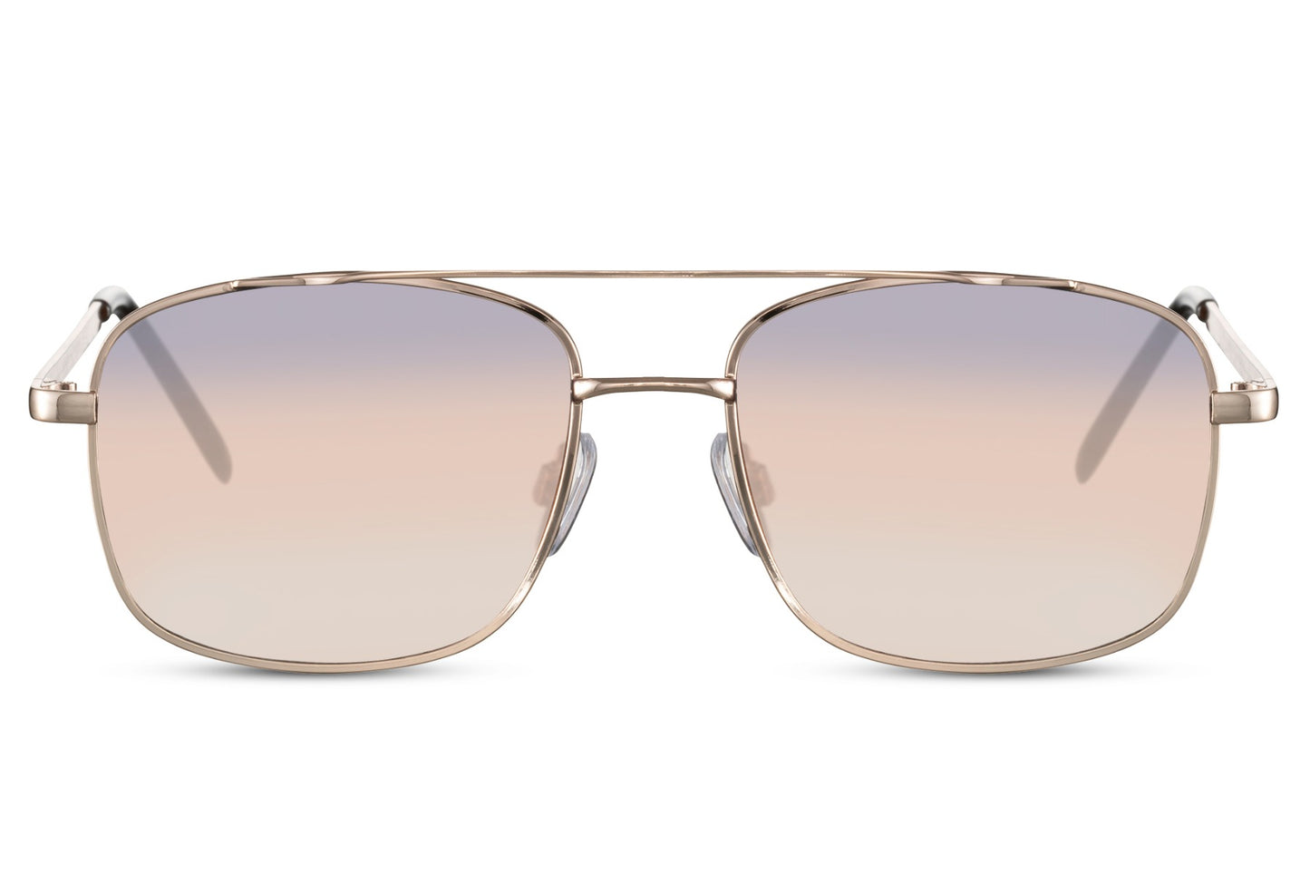 Square aviator sunglasses with light gradient lenses, offering a minimal and clean retro-inspired look