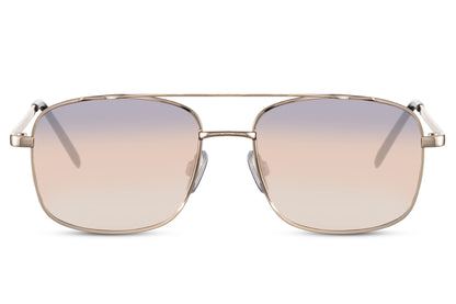 Square aviator sunglasses with light gradient lenses, offering a minimal and clean retro-inspired look