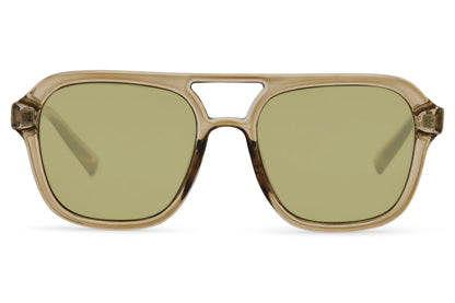 Light green tinted aviator sunglasses with a clean and modern design for everyday styling