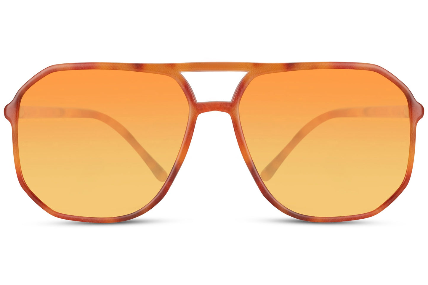 Light orange geometric aviator sunglasses designed for relaxed styling and versatile daily wear