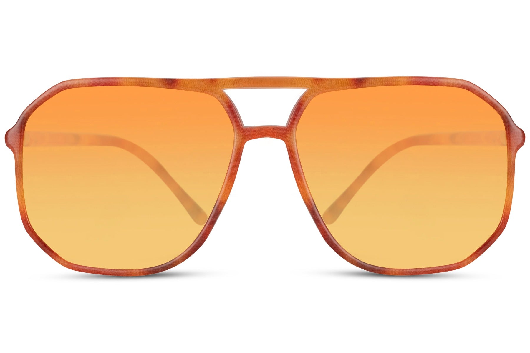 Light orange geometric aviator sunglasses designed for relaxed styling and versatile daily wear