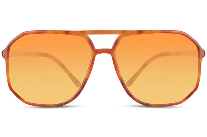 Light orange geometric aviator sunglasses designed for relaxed styling and versatile daily wear