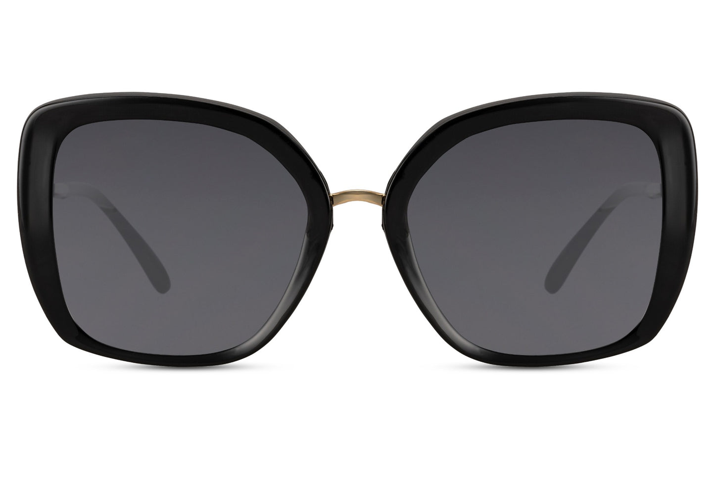 Black bold cat eye sunglasses with oversized frame and dark tinted lenses for modern everyday wear