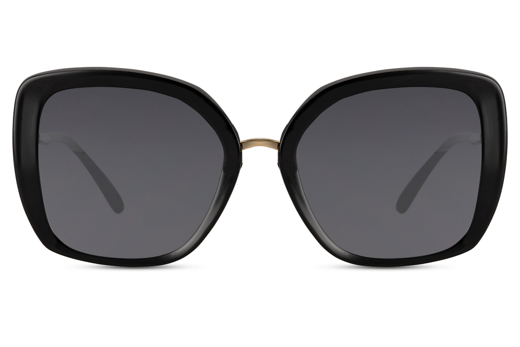 Black bold cat eye sunglasses with oversized frame and dark tinted lenses for modern everyday wear