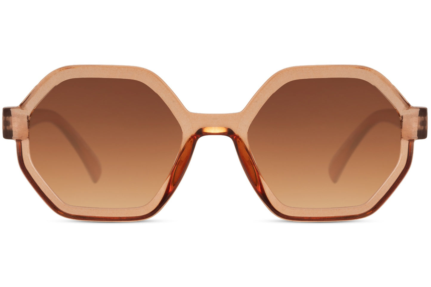 London style eco oversized geometric sunglasses with brown tinted lenses and bold frame, sustainable fashion sunglasses for women perfect for city outfits, travel and everyday wear in the UK