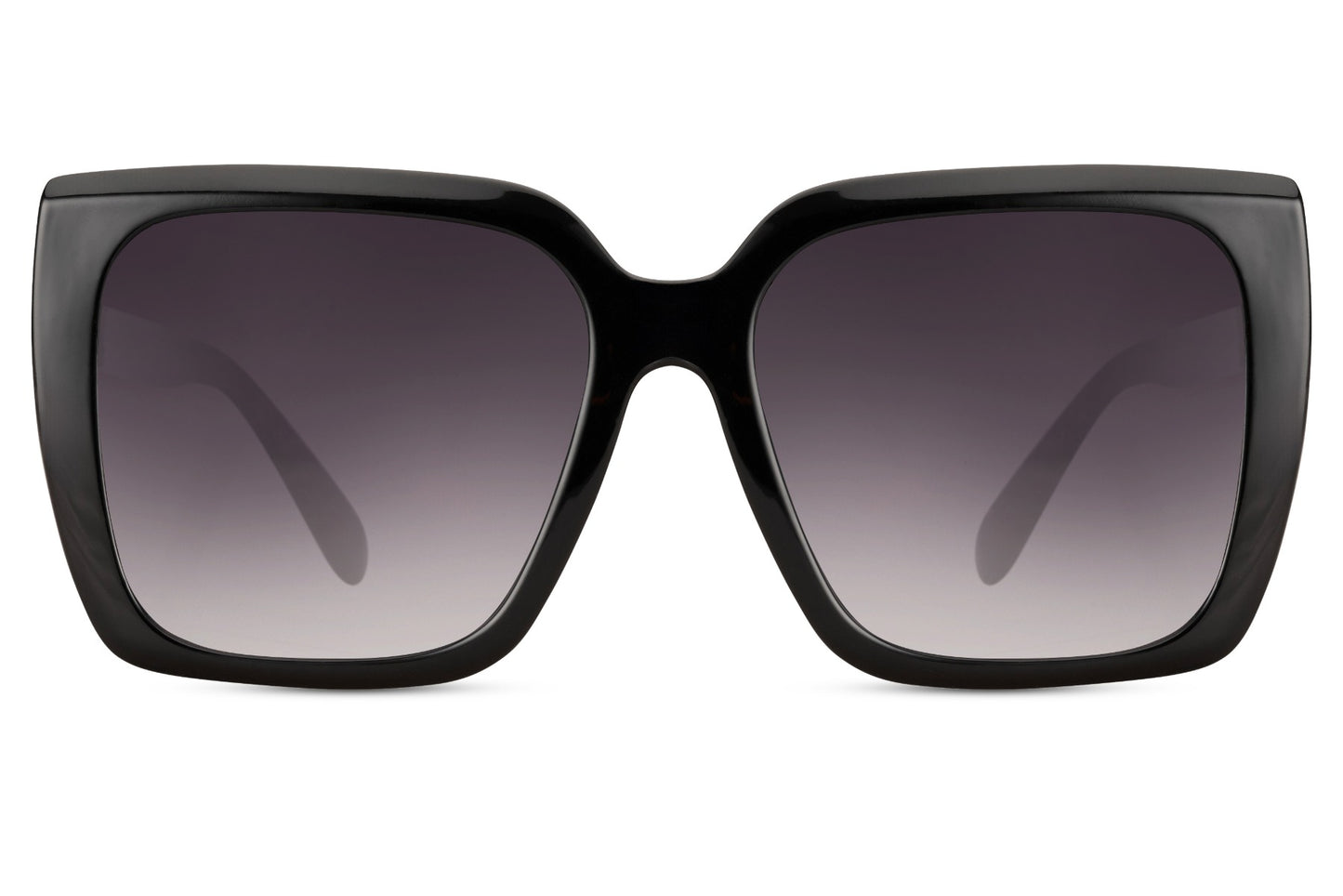London eco oversized sunglasses with black frame and gradient lenses, sustainable fashion eyewear for women inspired by modern UK street style