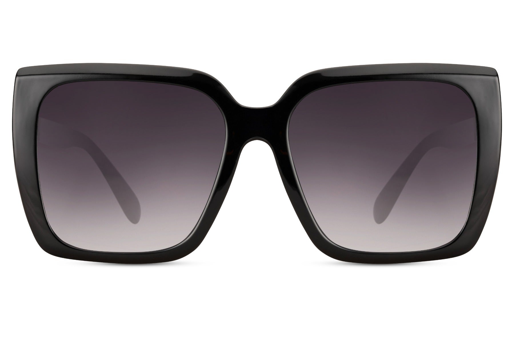 London eco oversized sunglasses with black frame and gradient lenses, sustainable fashion eyewear for women inspired by modern UK street style