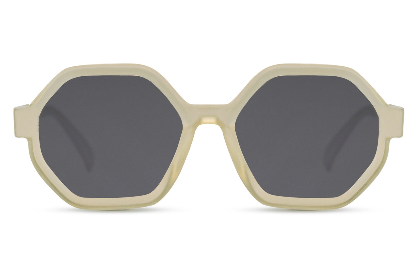 Geometric oversized sunglasses with cream frame and tinted lenses, London inspired fashion sunglasses for women ideal for street style, brunch outfits and modern city looks