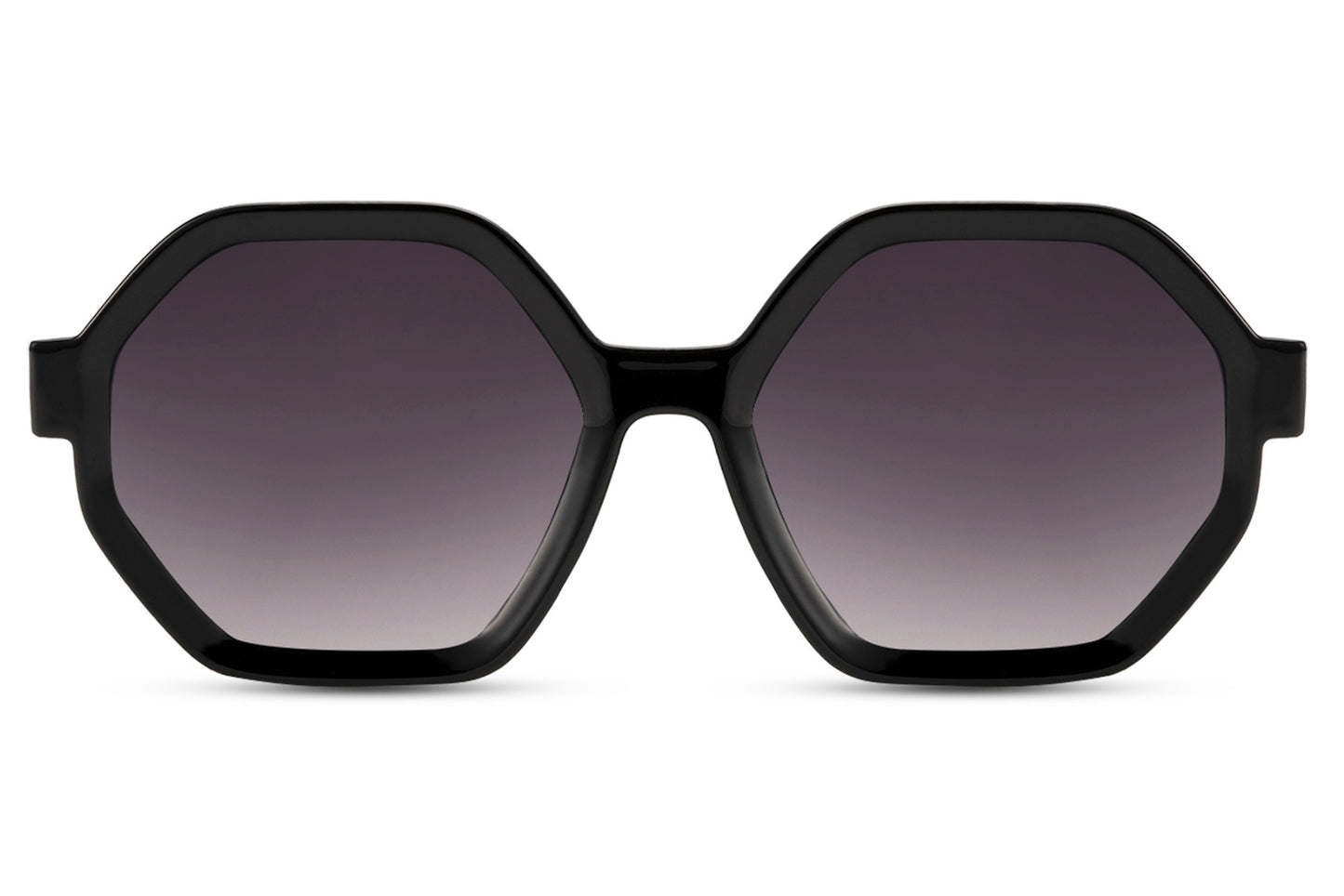 Oversized geometric sunglasses with black frame and smokey lenses, stylish London streetwear sunglasses for women perfect for everyday wear and urban fashion