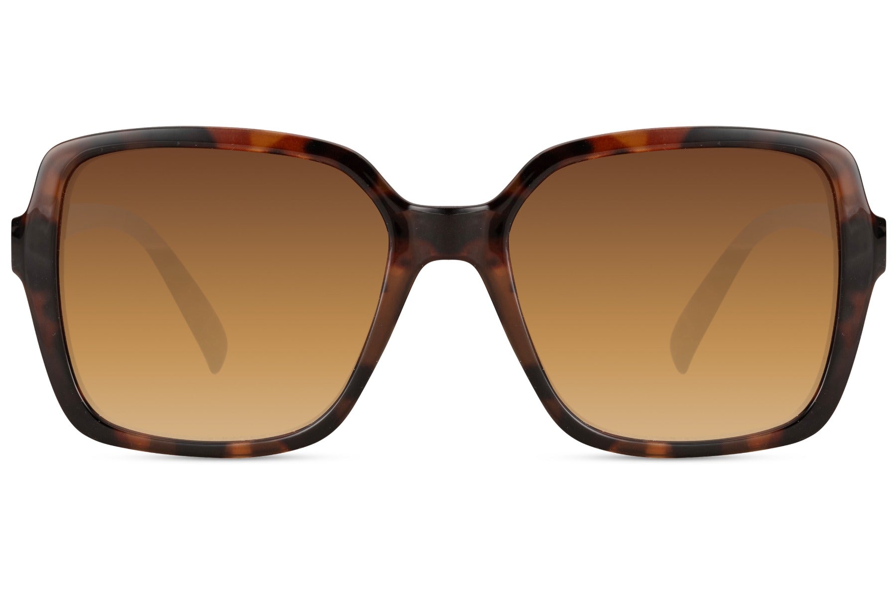 London style oversized sunglasses with brown gradient lenses and structured frame, offering a refined European fashion look