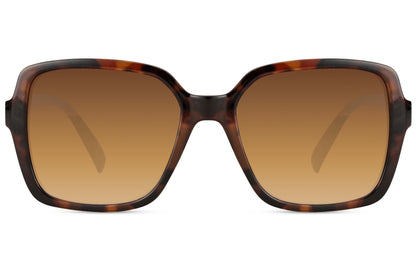 London style oversized sunglasses with brown gradient lenses and structured frame, offering a refined European fashion look