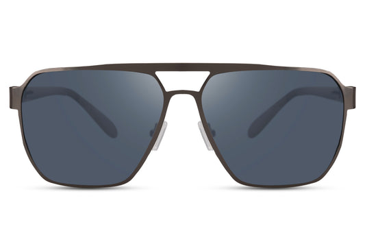 London pilot aviator sunglasses with blue lenses and black frame, inspired by urban style and everyday city wear