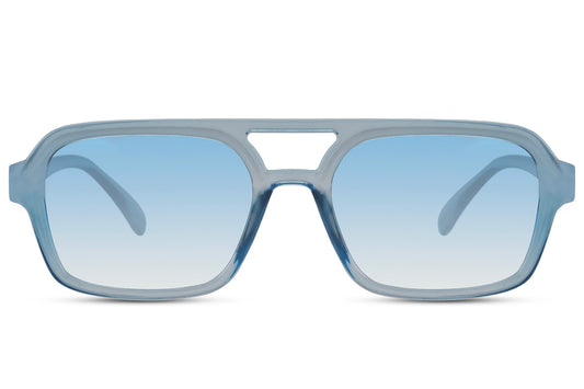 London retro aviator sunglasses with blue lenses and bold frame, combining vintage inspiration with a modern everyday look