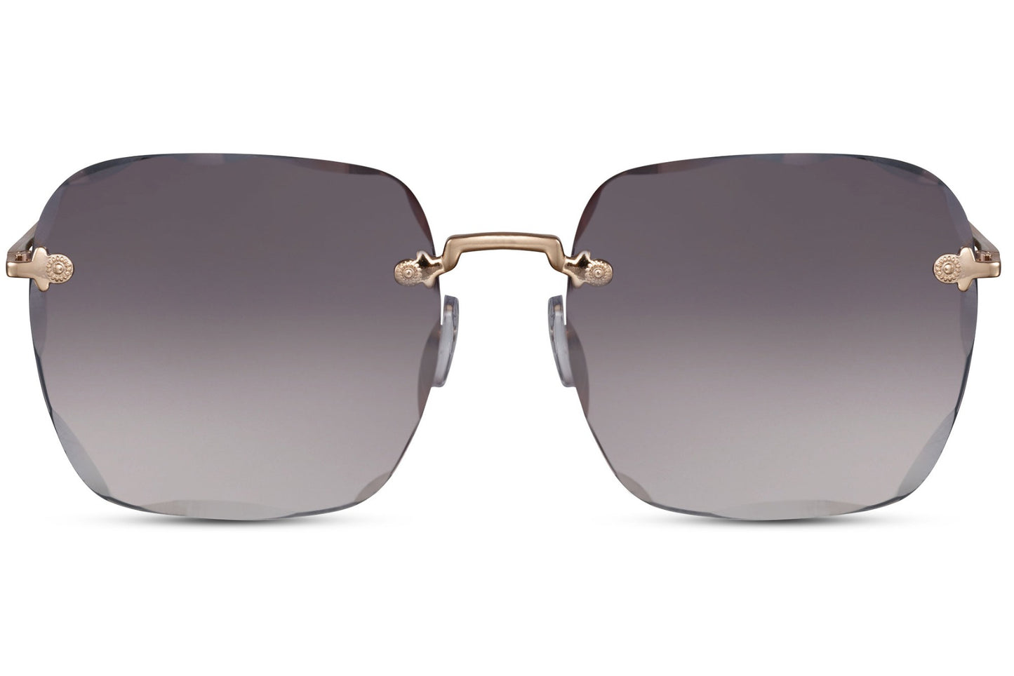 Rimless oversized square sunglasses with grey lenses London design, lightweight women sunglasses for urban style, daily wear and modern outfits