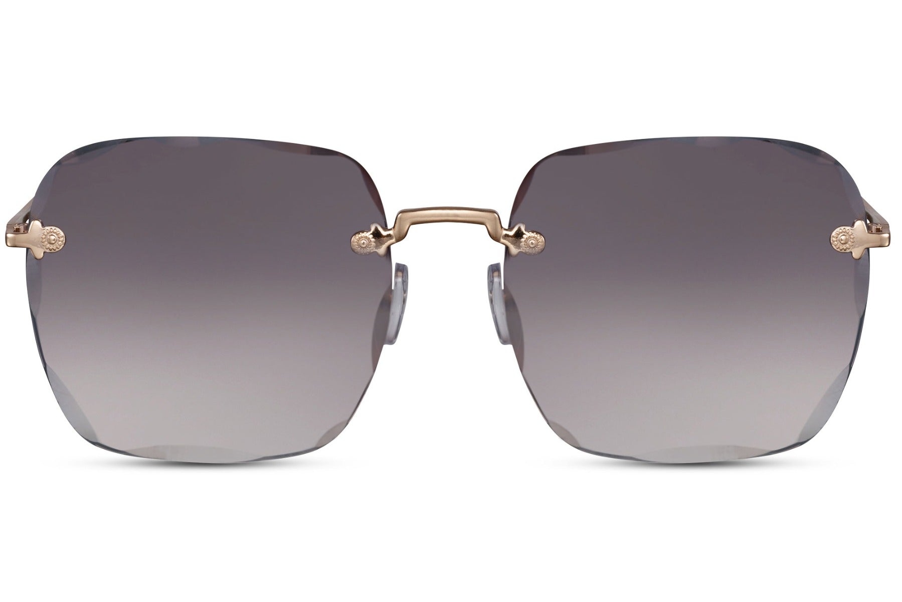Rimless oversized square sunglasses with grey lenses London design, lightweight women sunglasses for urban style, daily wear and modern outfits