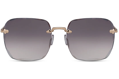 Rimless oversized square sunglasses with grey lenses London design, lightweight women sunglasses for urban style, daily wear and modern outfits